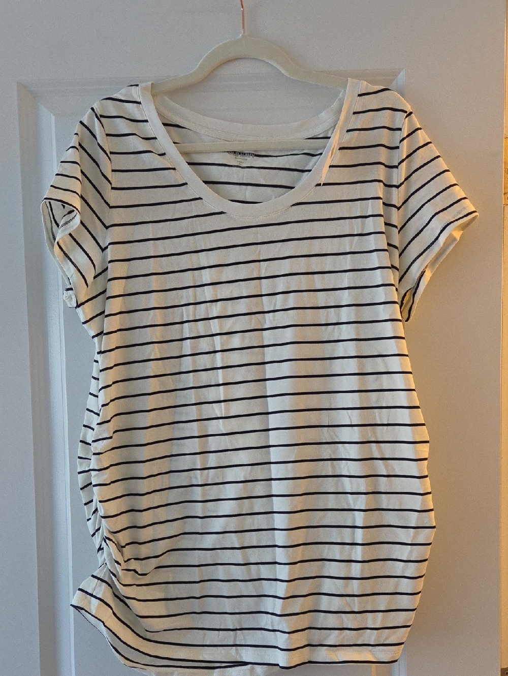 Striped Short-Sleeve Women’s Top - White with Black Stripes